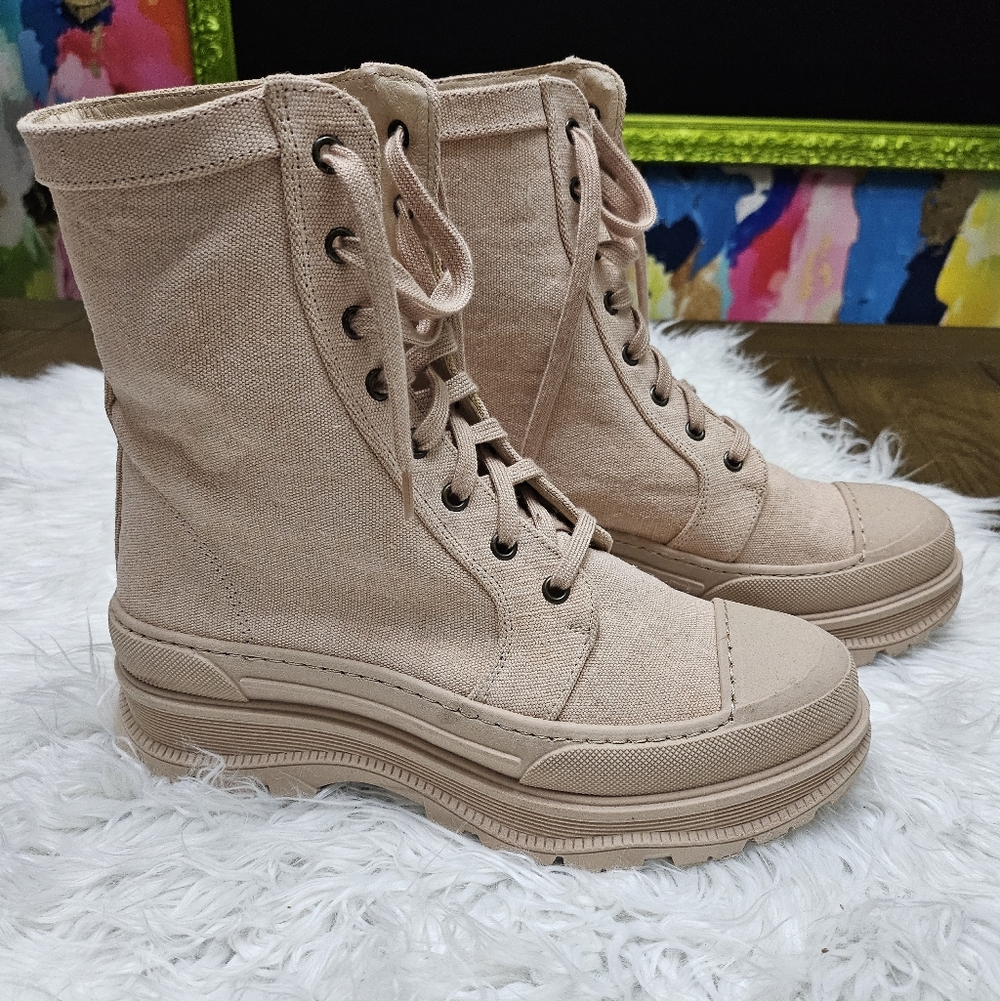 Free People Camp Out Canvas Lace-Up Combat Boots